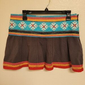 Y2K Free People Mini Skirt Boho Red Turquoise Orange And Grey